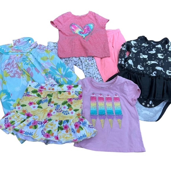 Carters Girls Clothes Bundle 12 Months Dresses Leggings Shirts Skirts Onsie - Picture 1 of 16